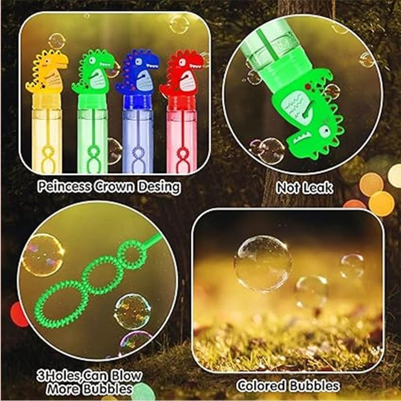 ST ZONE Dinosaur Bubble Wands 24 Pack Colorful Dino Bubble Toys for Kids, Party Favors for Birthdays, Outdoor Summer Fun, Dinosaur Party Supplies - Image 3